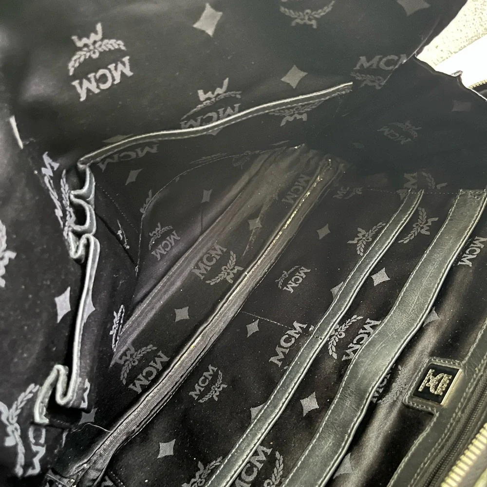 MCM Black and Gray Monogram Briefcase